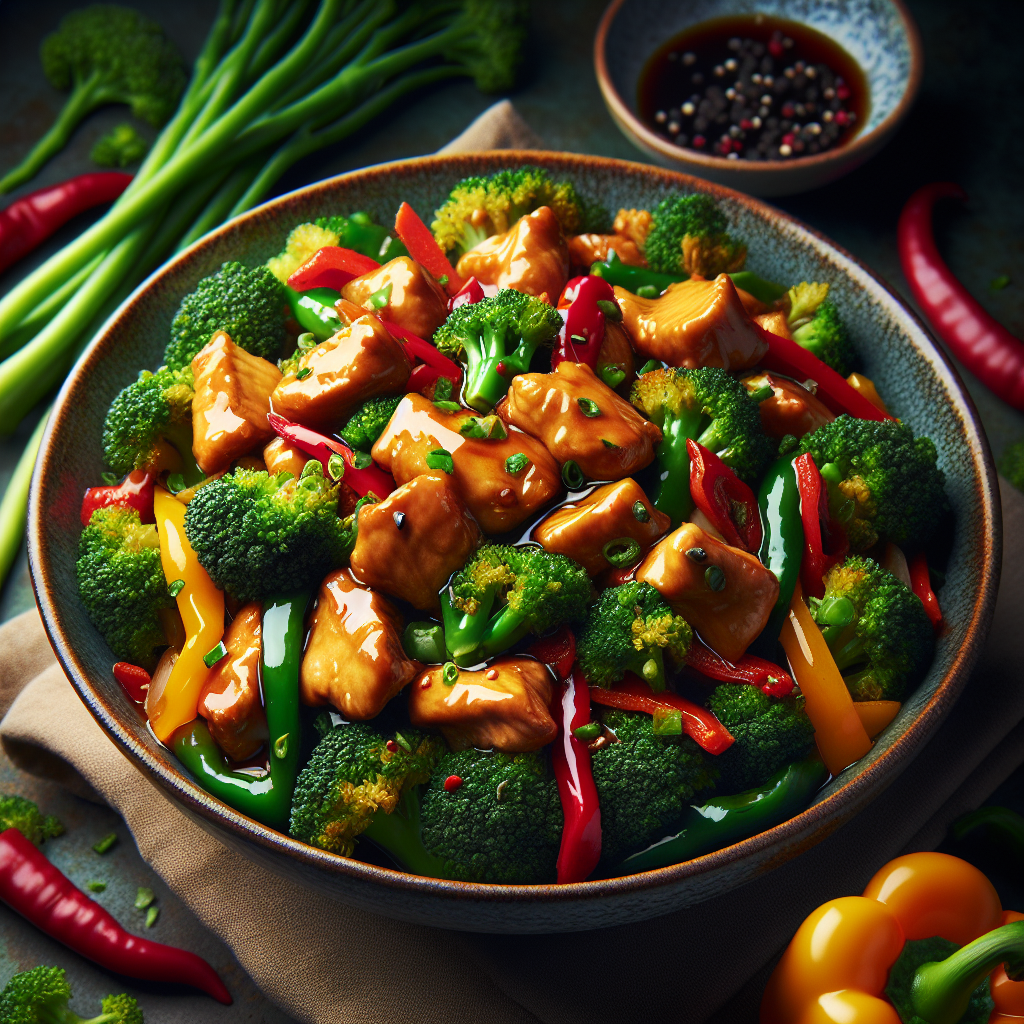 Stir-Fried Chicken with Broccoli and Bell Peppers