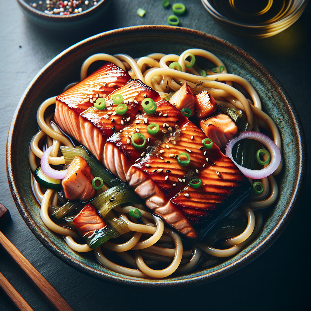 Miso Glazed Salmon with Udon Noodles