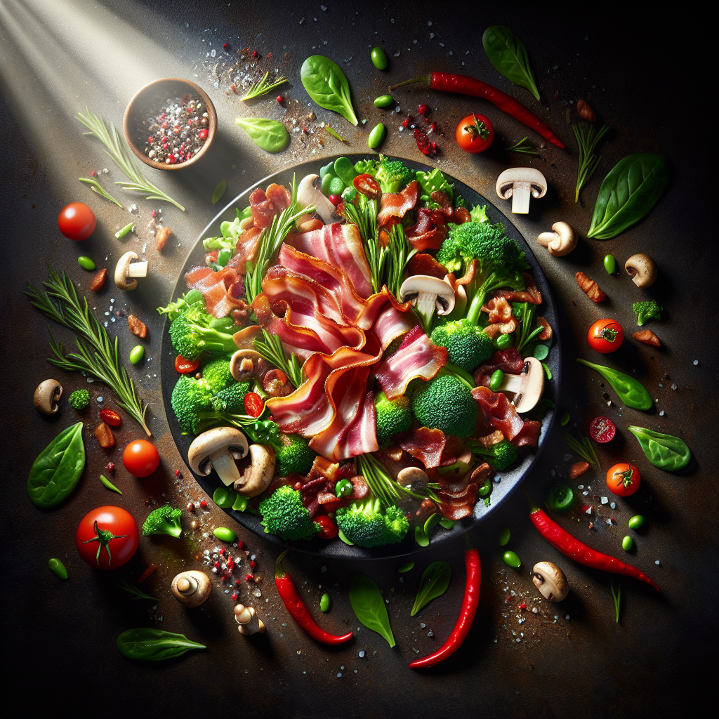 Canadian Bacon Broccoli Mushroom Medley