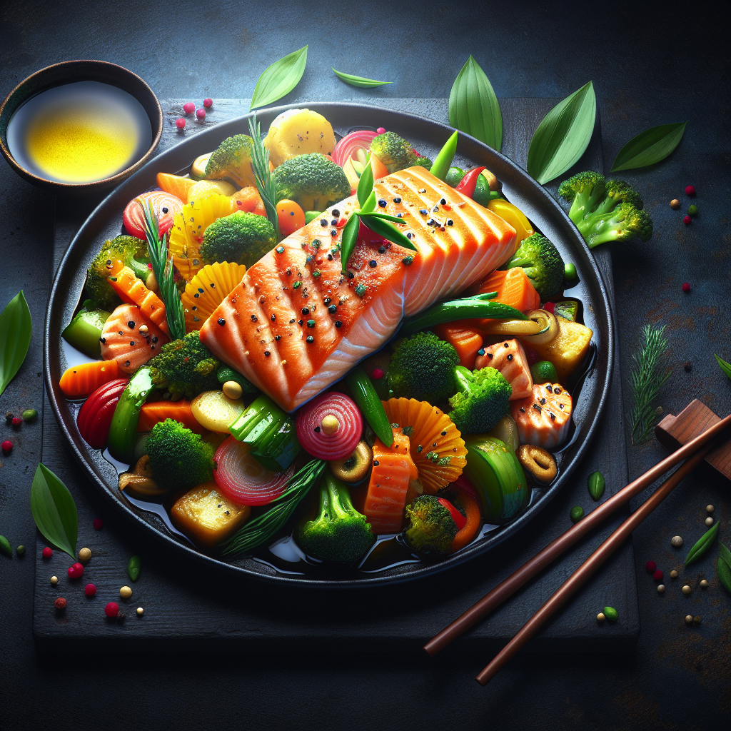 Japanese-Inspired Salmon and Vegetable Stir-Fry