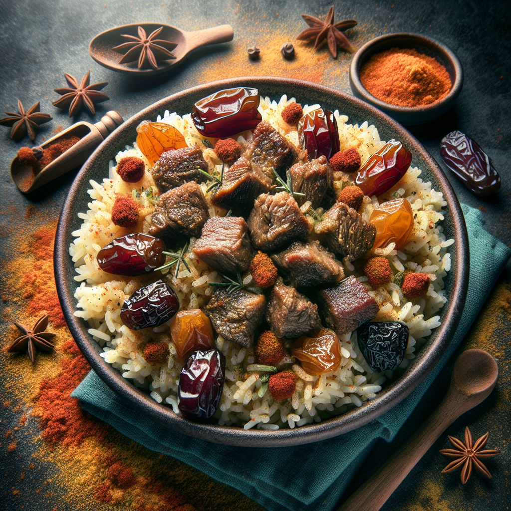Saudi Spiced Lamb and Date Pilaf