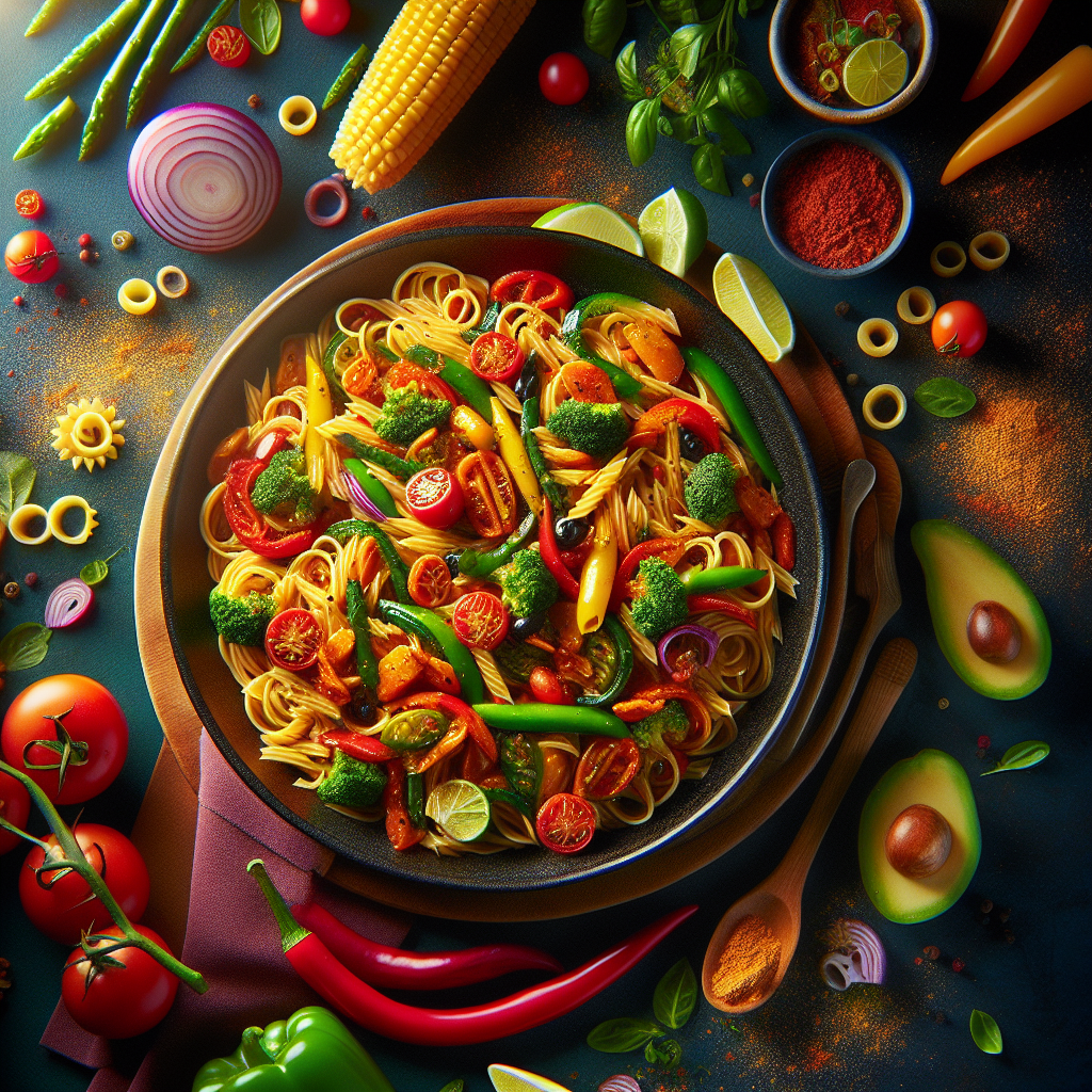 مكرونة مكسيكية بالخضروات