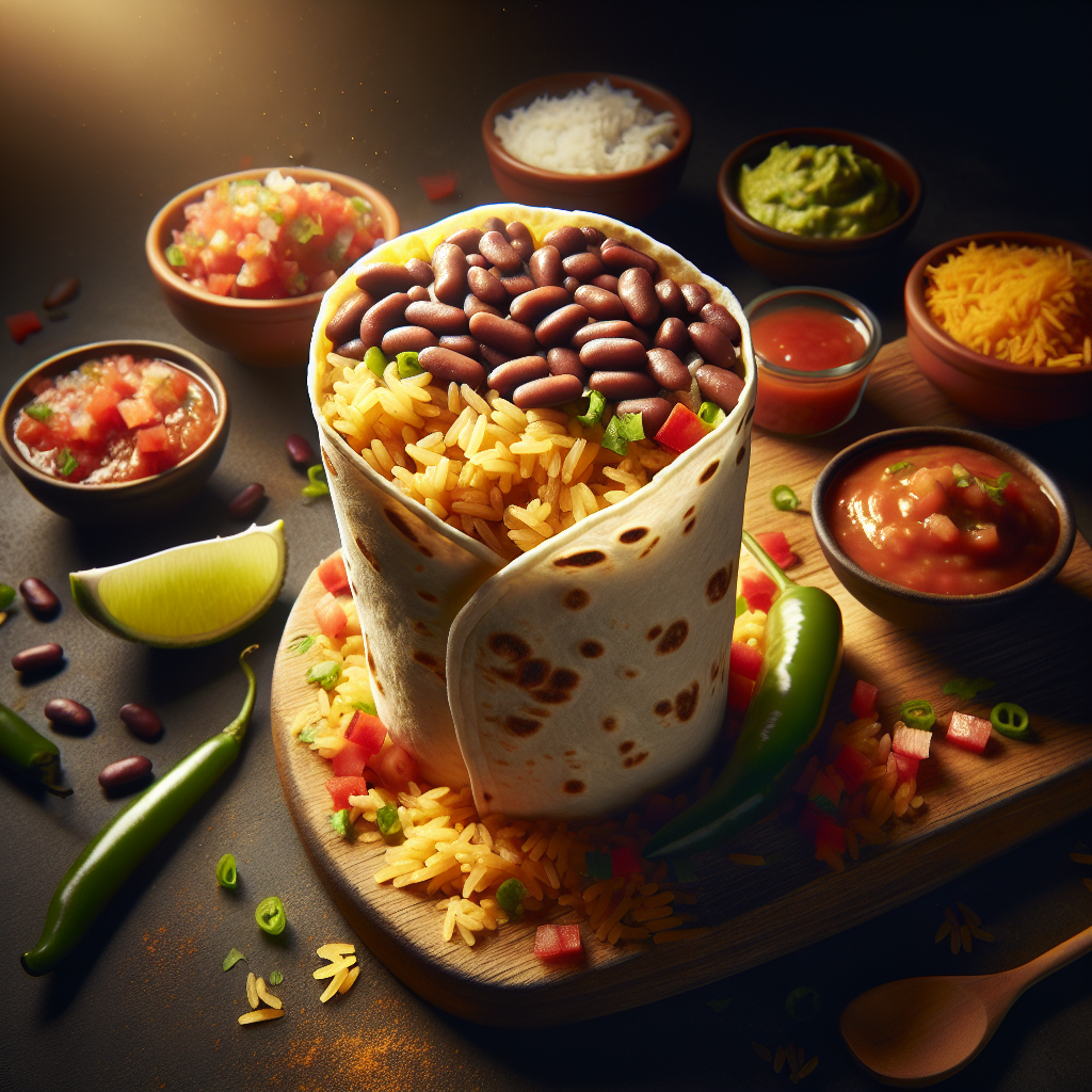 Mexican Rice and Bean Tortilla Wrap