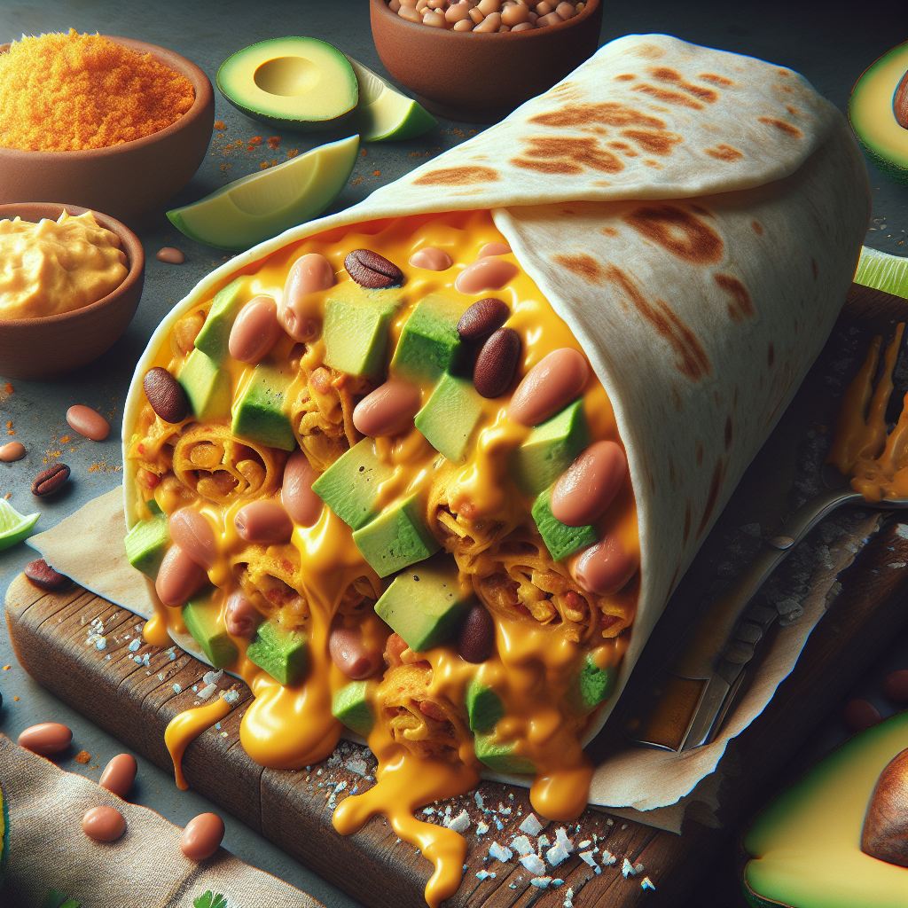 Cheesy Avocado Bean Burritos
